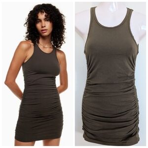 Aritzia TNA Chill Malibu Dress Stretch cotton jersey ruched bodycon mini XS